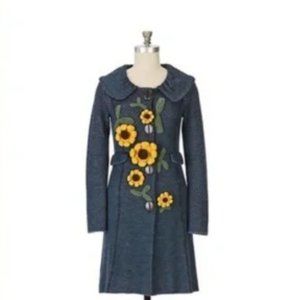 Anthropologie Charlie & Robin sunflower knit coat